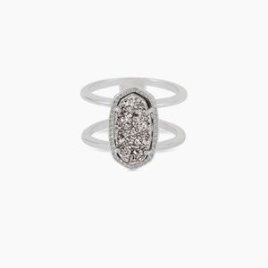 LIKE NEW Kendra Scott Elyse Silver Ring (Platinum Drusy)